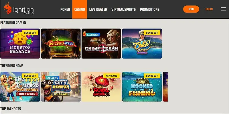Ignition Casino, the best site for slots bonuses