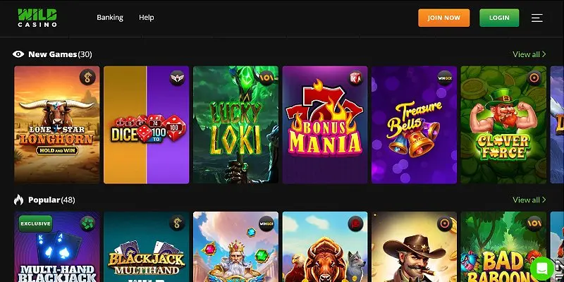Wild Casino, the best slots site for no-wager free spins