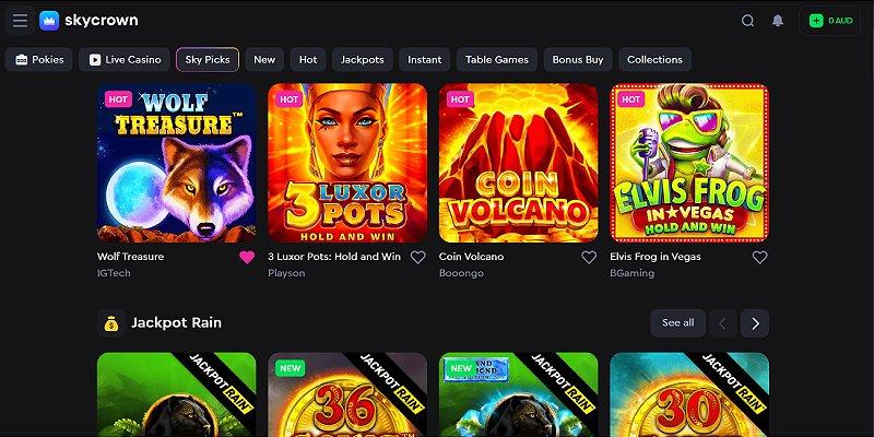 SkyCrown's casino home page