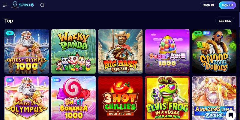Top games at Spinjo