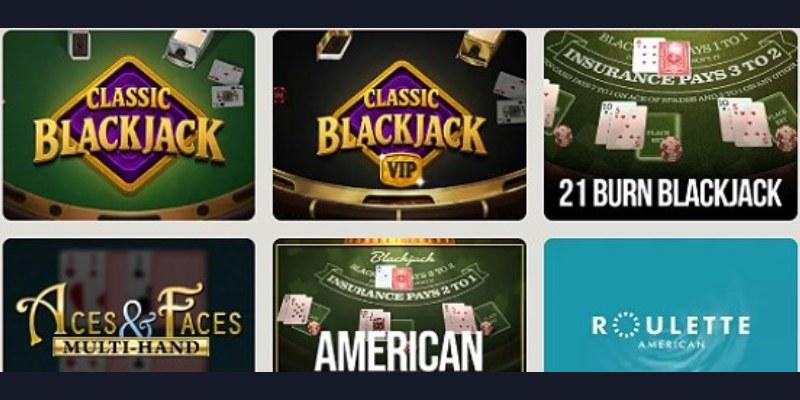Classic blackjack and roulette table games