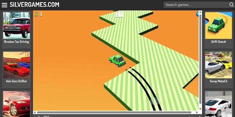 Drift Boss free browser game with the car drifting around a zigzag corner of the track