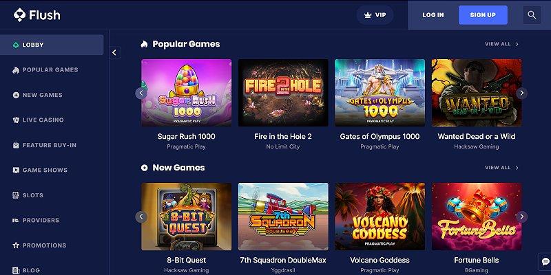 New and popular games at Flush Casino