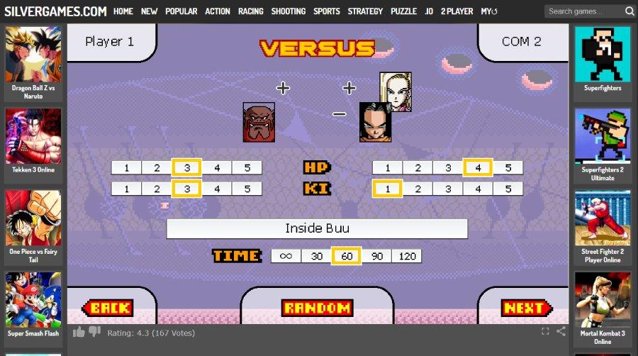 Dragon Ball Z Devolution character select screen