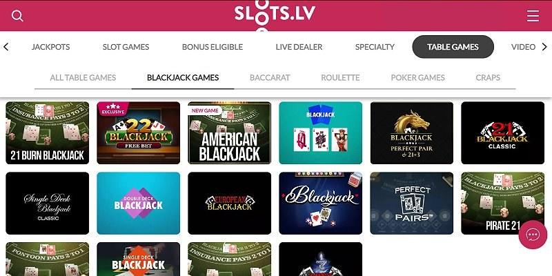 Blackjack games at Slots.lv