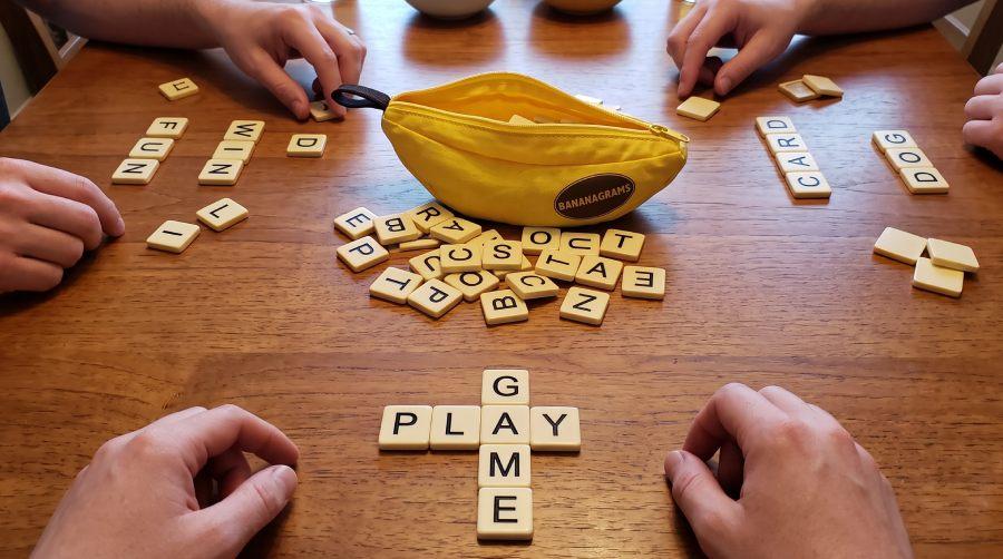 Bananagrams tiles on a table