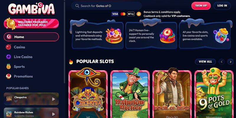 Gambiva's popular slots